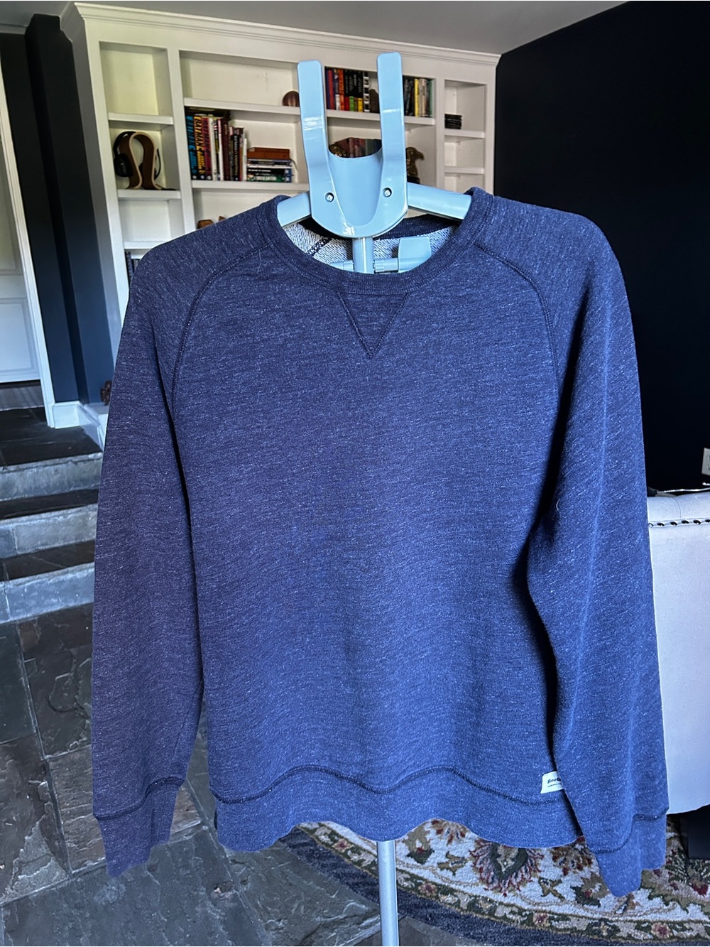 Roots Men's Large Heather Navy Crewneck Sweatshirt